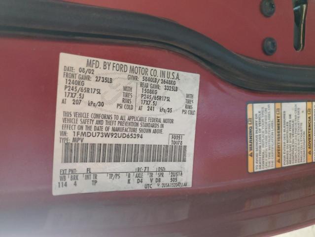 1FMDU73W92UD65394 - 2002 FORD EXPLORER XLT RED photo 13