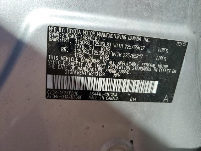 2T3BFREV4FW313198 - 2015 TOYOTA RAV4 LE SILVER photo 13