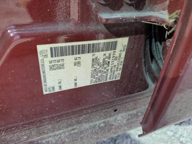 1N4AL2AP9CC131939 - 2012 NISSAN ALTIMA BASE წითელი ფოტო 12