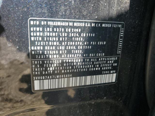 3VV0B7AX7LM085694 - 2020 VOLKSWAGEN TIGUAN S BLACK photo 12