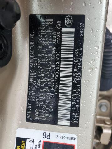 4T1BF1FK3CU039888 - 2012 TOYOTA CAMRY BASE GOLD photo 12