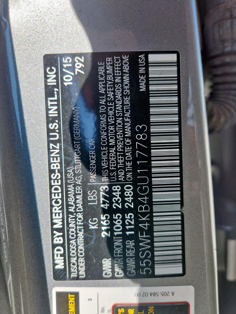 55SWF4KB4GU117783 - 2016 MERCEDES-BENZ C 300 4MATIC GRAY photo 13