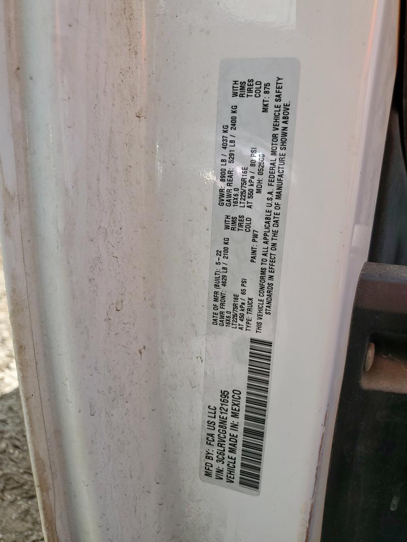 3C6LRVCG8NE121695 - 2022 RAM PROMASTER 2500 HIGH თეთრი ფოტო 12