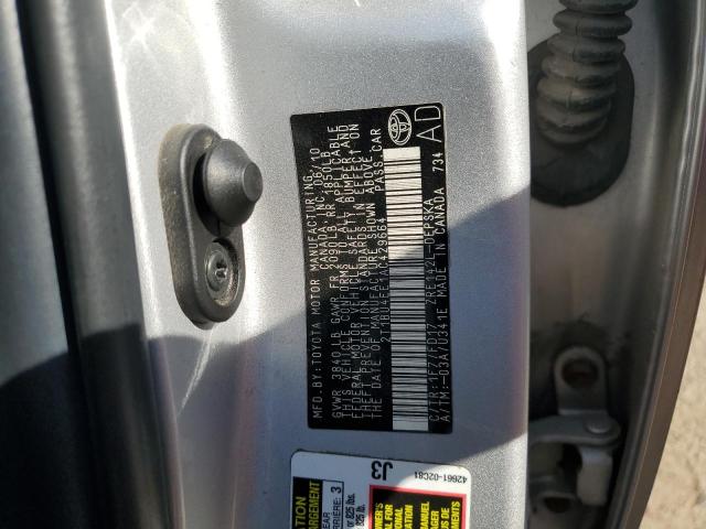 2T1BU4EE1AC429664 - 2010 TOYOTA COROLLA BASE 银色 照片 12
