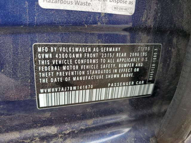 WVWHV7AJ7BW141670 - 2011 VOLKSWAGEN GTI BLUE photo 12