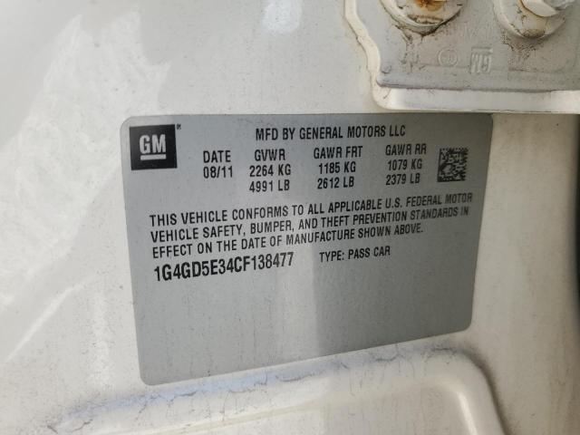 1G4GD5E34CF138477 - 2012 BUICK LACROSSE PREMIUM კრემისფერი ფოტო 13