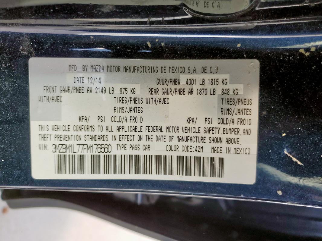 3MZBM1L77FM176560 - 2015 MAZDA 3 TOURING BLUE photo 12