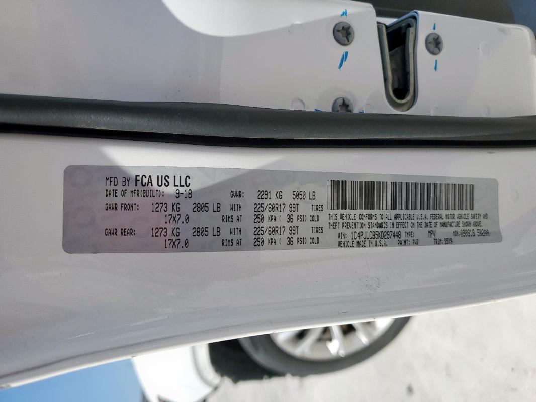 1C4PJLCB5KD297448 - 2019 JEEP CHEROKEE LATITUDE WHITE photo 14