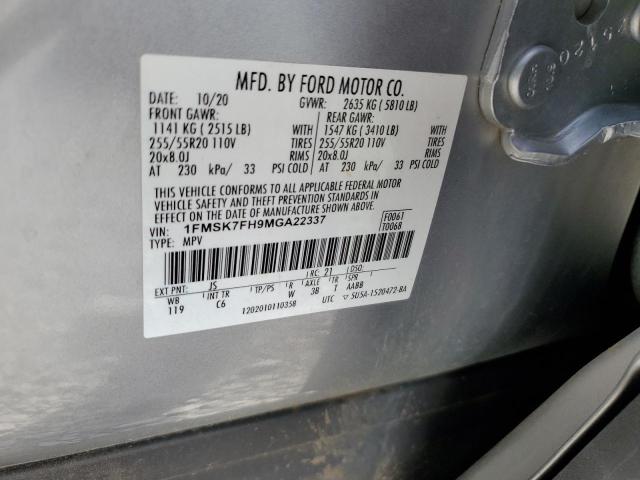 1FMSK7FH9MGA22337 - 2021 FORD EXPLORER LIMITED SILVER photo 14