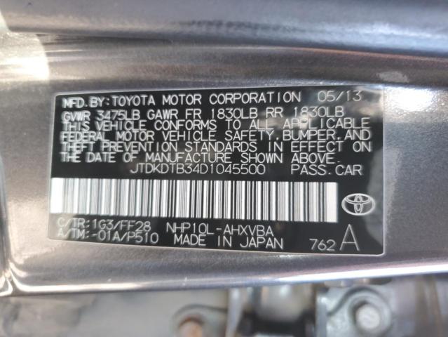 JTDKDTB34D1045500 - 2013 TOYOTA PRIUS C GRAY photo 12