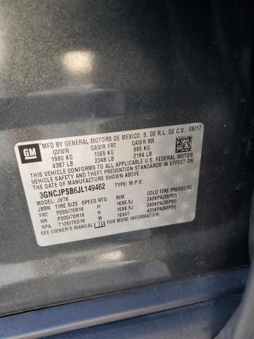 3GNCJPSB6JL149462 - 2018 CHEVROLET TRAX 1LT Сірий фото 14