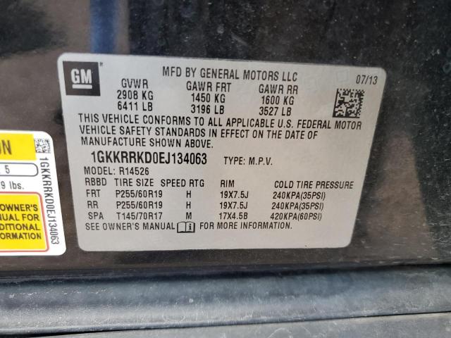 1GKKRRKD0EJ134063 - 2014 GMC ACADIA SLT-1 BLACK photo 12