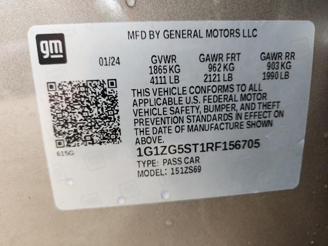 1G1ZG5ST1RF156705 - 2024 CHEVROLET MALIBU RS TAN photo 13