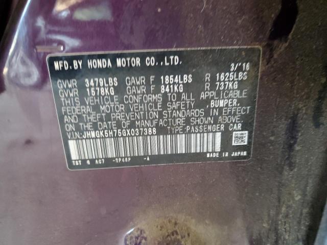 JHMGK5H75GX037388 - 2016 HONDA FIT EX 黑色 照片 13