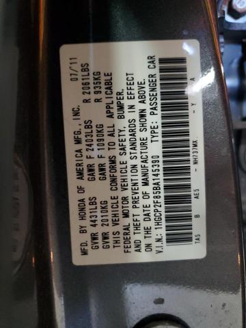 1HGCP2F85BA145390 - 2011 HONDA ACCORD EXL 灰色 照片 12