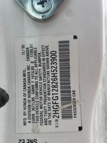 2HGFG12826H523900 - 2006 HONDA CIVIC EX WHITE photo 13