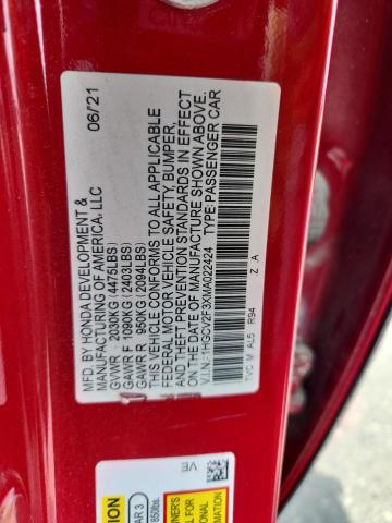 1HGCV2F3XMA022424 - 2021 HONDA ACCORD SPORT RED photo 12