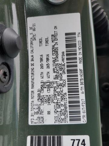 3TMDZ5BN8MM115736 - 2021 TOYOTA TACOMA DOUBLE CAB Կանաչ լուսանկար 12
