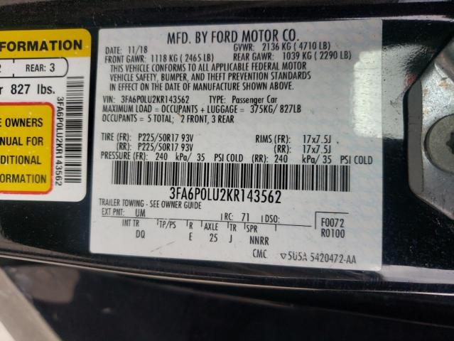 3FA6P0LU2KR143562 - 2019 FORD FUSION SE Qara foto 12