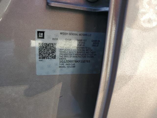 1G1ZD5ST6KF152793 - 2019 CHEVROLET MALIBU LT 金色 照片 13