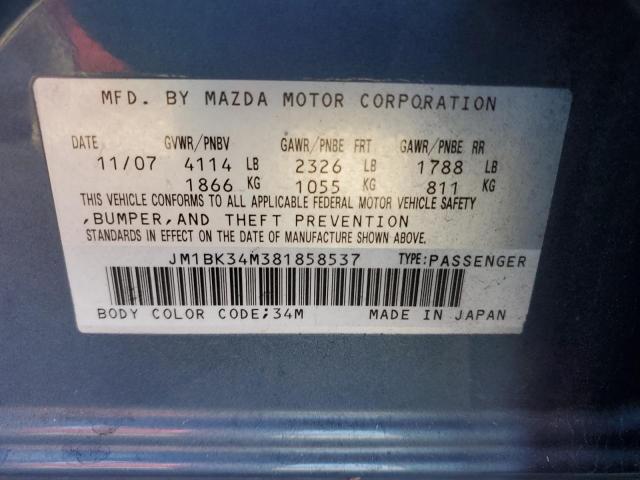 JM1BK34M381858537 - 2008 MAZDA SPEED 3 GRAY photo 13