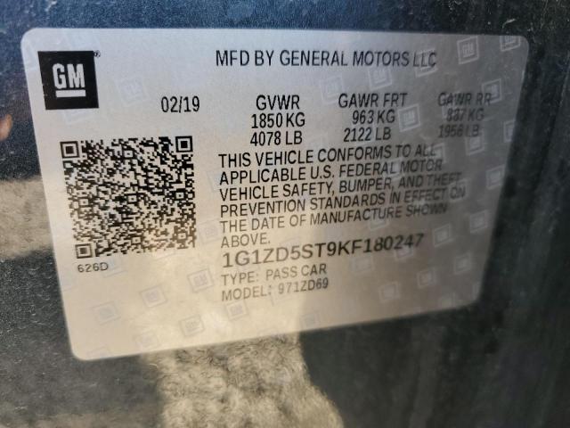 1G1ZD5ST9KF180247 - 2019 CHEVROLET MALIBU LT 石墨色 照片 12