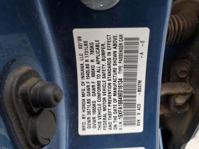 19XFA16649E016134 - 2009 HONDA CIVIC LX-S 蓝色 照片 12