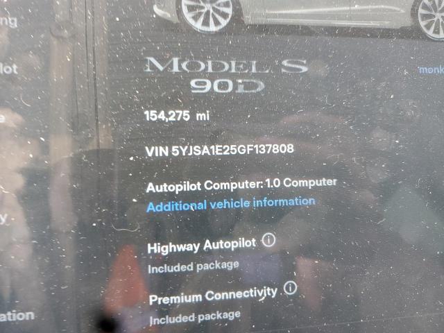 5YJSA1E25GF137808 - 2016 TESLA MODEL S ვერცხლისფერი ფოტო 9