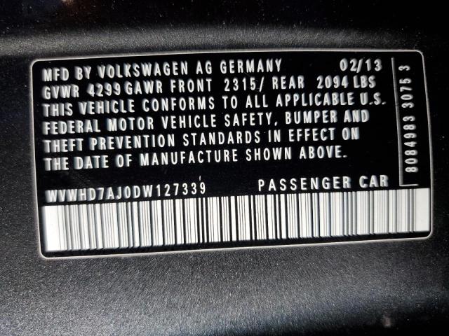 WVWHD7AJ0DW127339 - 2013 VOLKSWAGEN GOLF GRAY photo 12