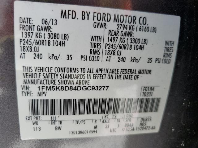 1FM5K8D84DGC93277 - 2013 FORD EXPLORER XLT Сірий фото 13