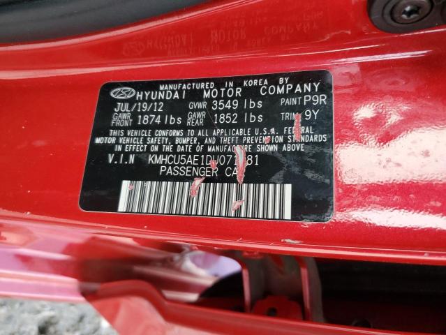 KMHCU5AE1DU071081 - 2013 HYUNDAI ACCENT GLS 红色 照片 12