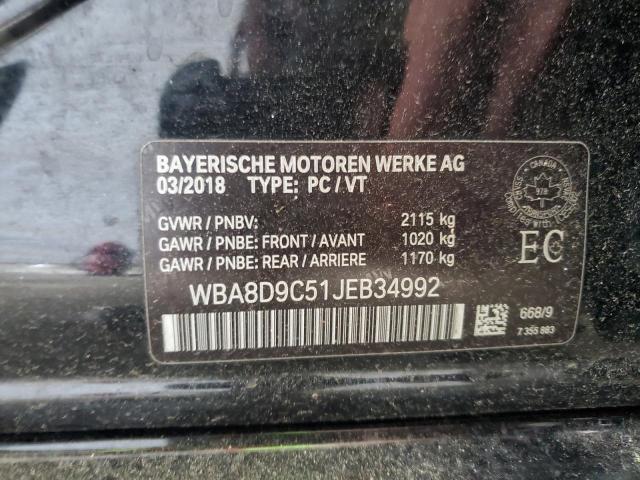 WBA8D9C51JEB34992 - 2018 BMW 330 XI BLACK photo 12
