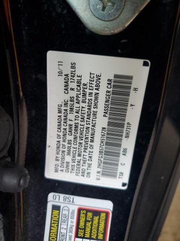 2HGFG3B57CH516728 - 2012 HONDA CIVIC LX BLACK photo 12