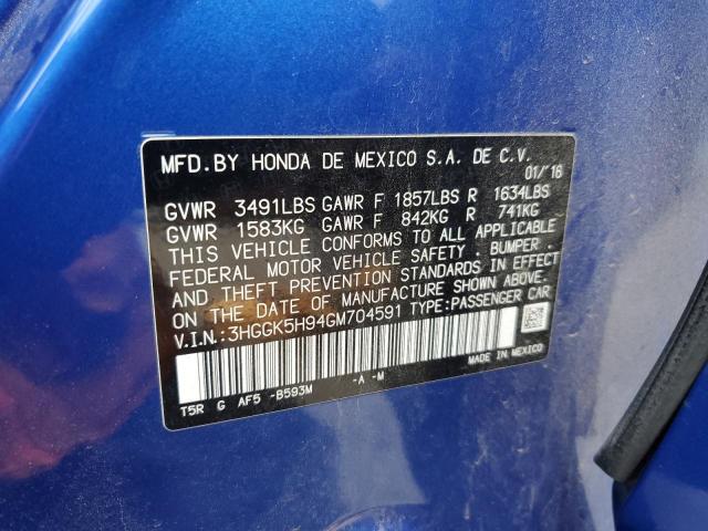 3HGGK5H94GM704591 - 2016 HONDA FIT EX 蓝色 照片 14