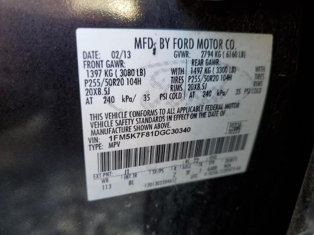 1FM5K7F81DGC30340 - 2013 FORD EXPLORER LIMITED BROWN photo 13