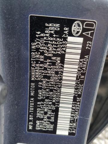 2T1BURHE4EC127977 - 2014 TOYOTA COROLLA L ლურჯი ფოტო 12
