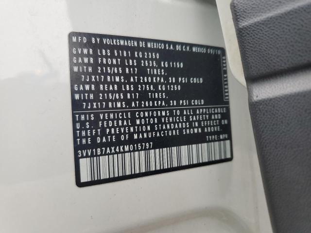 3VV1B7AX4KM015797 - 2019 VOLKSWAGEN TIGUAN S أبيض صورة 13