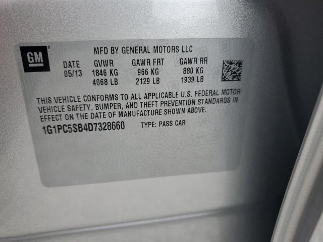 1G1PC5SB4D7328660 - 2013 CHEVROLET CRUZE LT SILVER photo 13