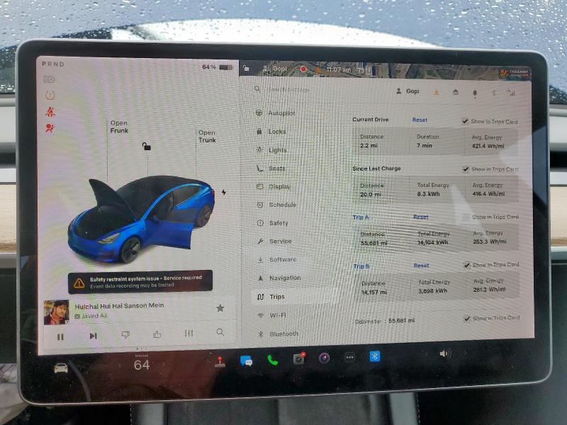 5YJ3E1EA6NF111361 - 2022 TESLA MODEL 3 BLUE photo 14