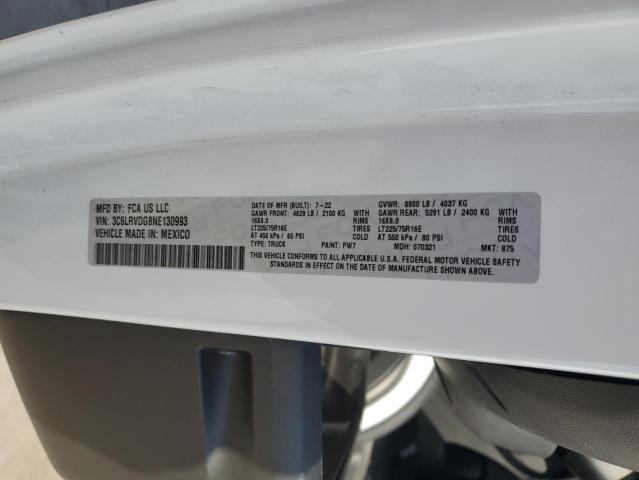 3C6LRVDG8NE130993 - 2022 RAM PROMASTER 2500 HIGH WHITE photo 12