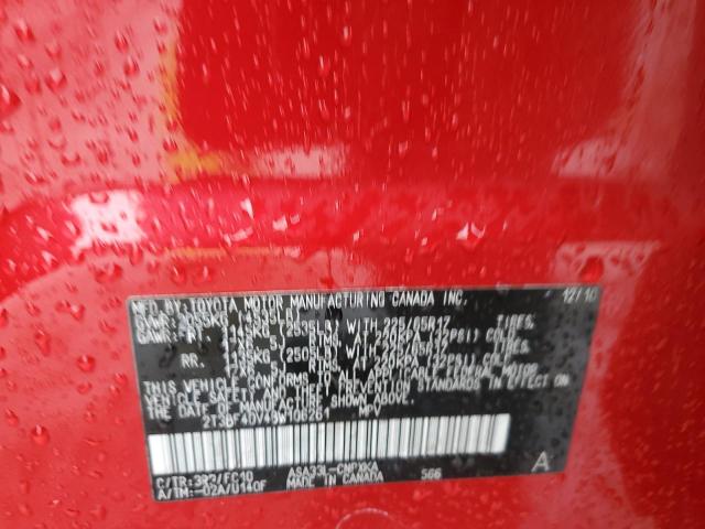 2T3BF4DV4BW106261 - 2011 TOYOTA RAV4 红色 照片 13