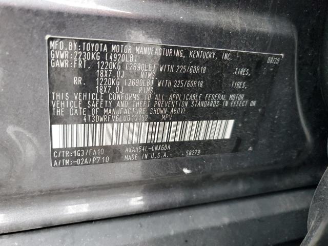 4T3DWRFV6LU010152 - 2020 TOYOTA RAV4 LIMITED CHARCOAL photo 14