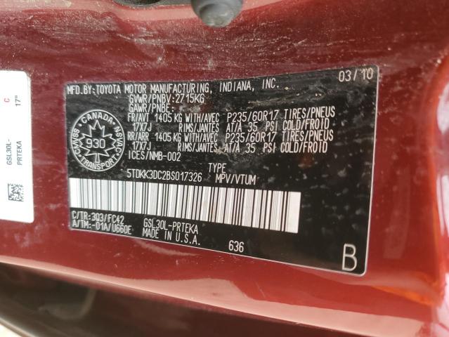 5TDKK3DC2BS017326 - 2011 TOYOTA SIENNA LE 红色 照片 13