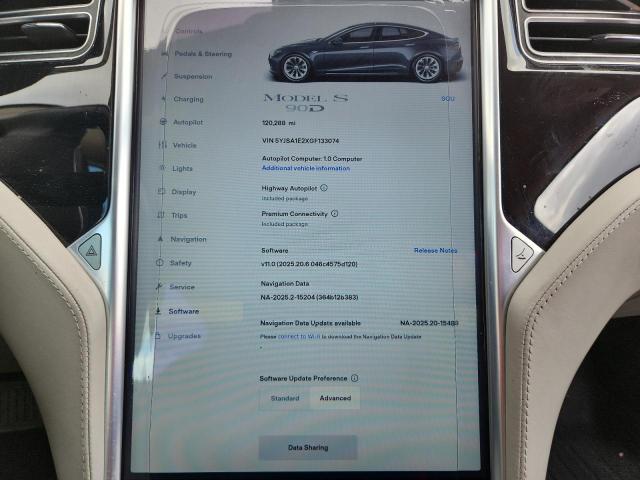 5YJSA1E2XGF133074 - 2016 TESLA MODEL S Մոխրագույն լուսանկար 9