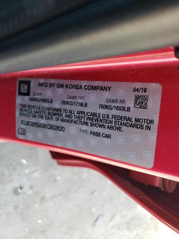 KL8CB6SA3KC802620 - 2019 CHEVROLET SPARK LS Կարմիր լուսանկար 12