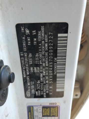 5XXGR4A67DG092727 - 2013 KIA OPTIMA SX WHITE photo 13