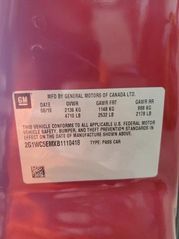 2G1WC5EMXB1110418 - 2011 CHEVROLET IMPALA LTZ RED photo 12