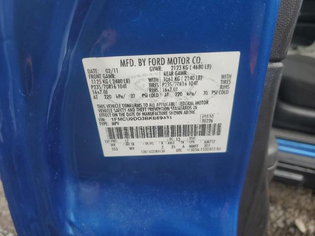 1FMCU9DG3BKB69431 - 2011 FORD ESCAPE XLT Синій фото 13