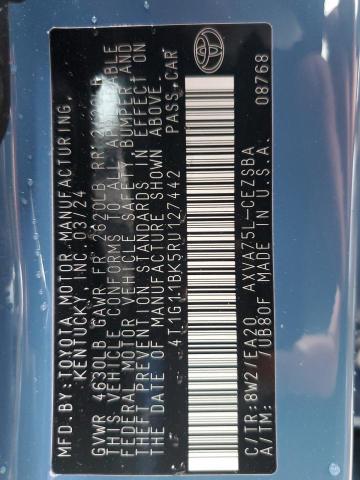 4T1G11BK5RU127442 - 2024 TOYOTA CAMRY SE NIGHT SHADE BLUE photo 12