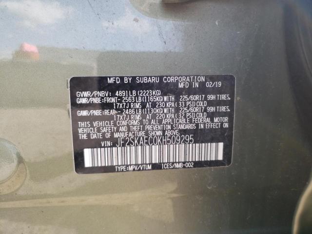 JF2SKAEC0KH509295 - 2019 SUBARU FORESTER PREMIUM Zielony zdjęcie 13